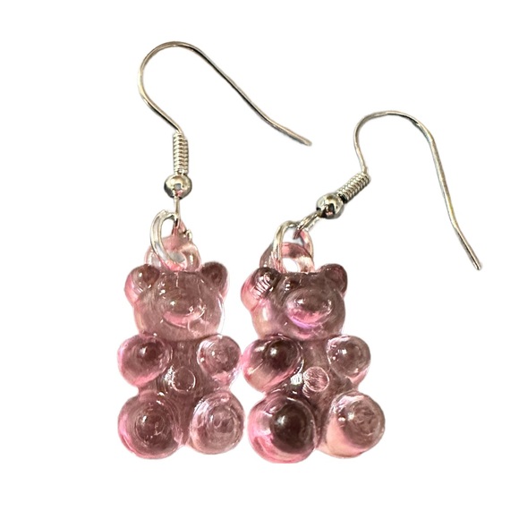 Pink Gummy Bear Drop Earrings - Picture 2 of 3